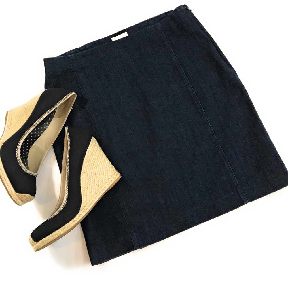 (Sold) J. Jill Dark Denim Pencil Skirt, Size 4P - Picture 1 of 6